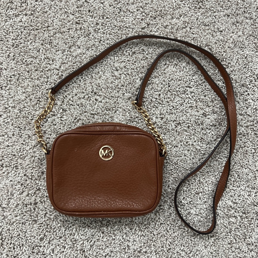 Michael Kors Tan Crossbody Bag with Gold Accents - Like New